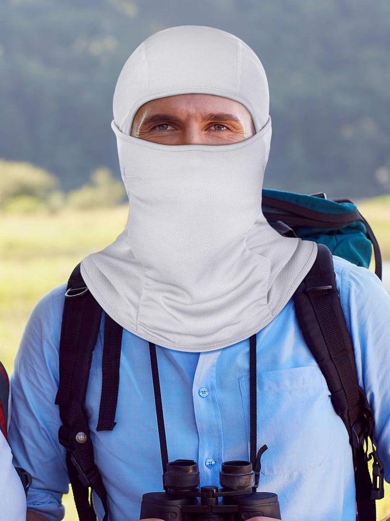 3 Pieces Summer Balaclava Sun Protection Face Mask - Breathable Long Neck Cover (Grey, Black, White) - Image 2