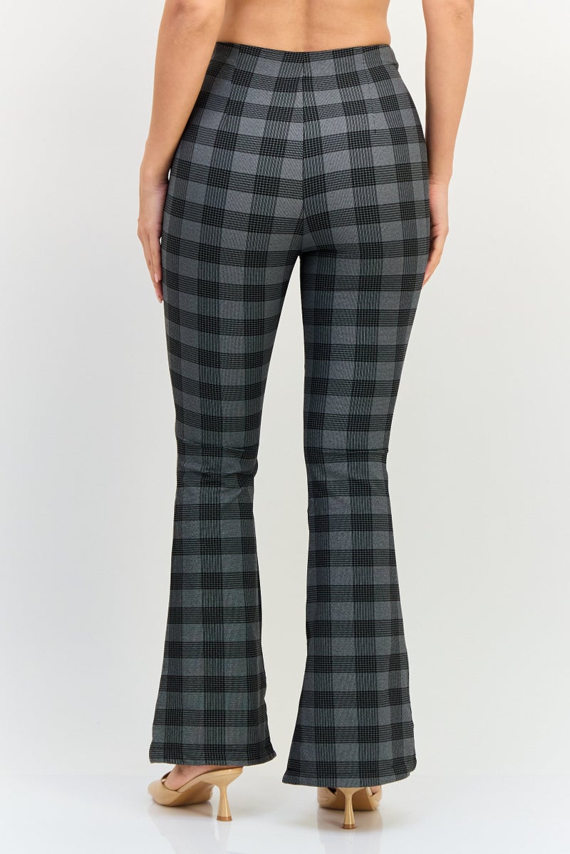 trendyol Women Regular Fit Plaid Flare Pants, Multicolor - Image 2