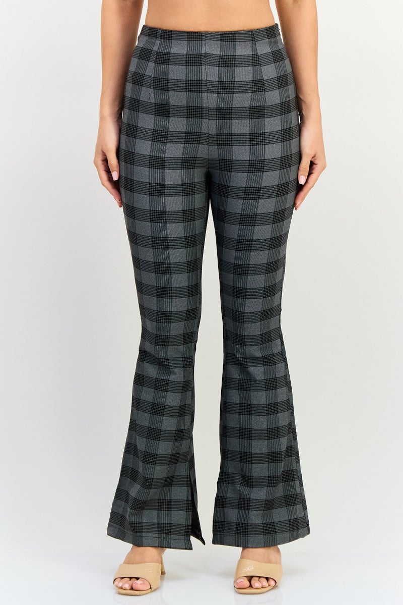 trendyol Women Regular Fit Plaid Flare Pants, Multicolor - Image 1