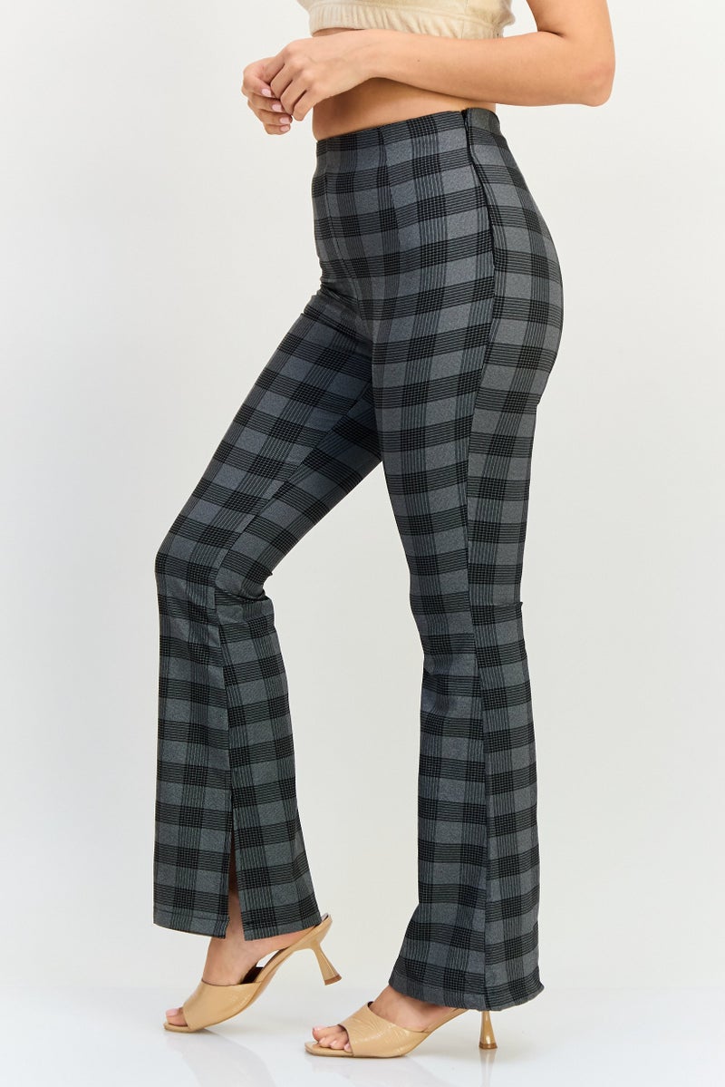 trendyol Women Regular Fit Plaid Flare Pants, Multicolor - Image 4