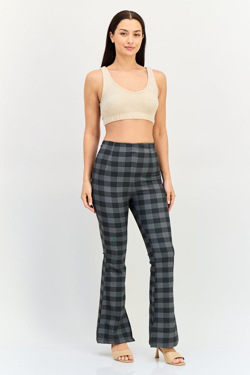 trendyol Women Regular Fit Plaid Flare Pants, Multicolor - Image 3