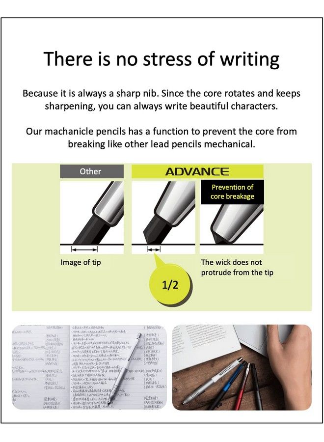 Kuru Toga Advance Upgrade Model 0.5Mm White Body + Hb B 2B Refills Sticky Notes Value Set - Image 3
