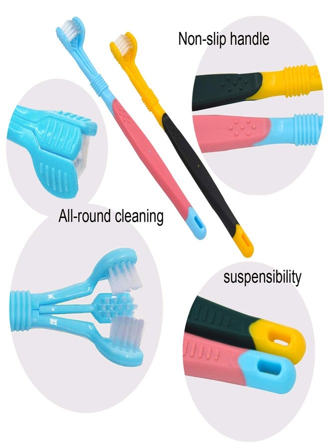 OperSeven Dog Toothbrushs, 2pcs Blue Yellow, Suitable for Adult Dogs, Three Sided Design for Easy Teeth Cleaning - Image 5