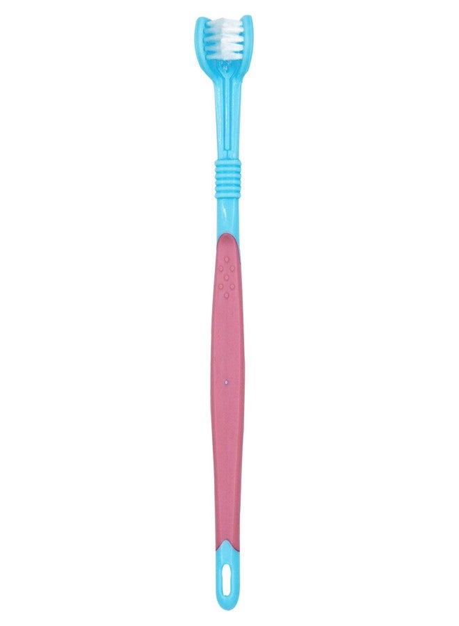 OperSeven Dog Toothbrushs, 2pcs Blue Yellow, Suitable for Adult Dogs, Three Sided Design for Easy Teeth Cleaning - Image 2