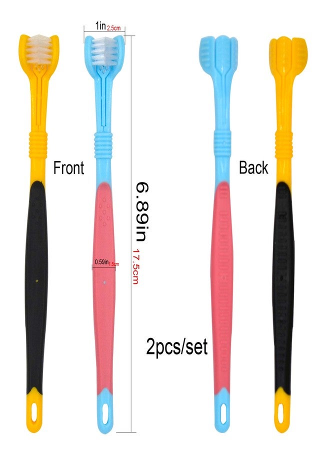 OperSeven Dog Toothbrushs, 2pcs Blue Yellow, Suitable for Adult Dogs, Three Sided Design for Easy Teeth Cleaning - Image 4