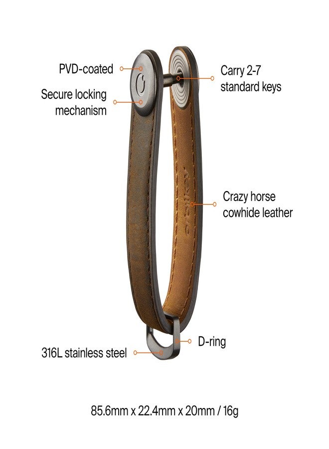 Orbitkey Crazy Horse Leather Key Organizer | Holds up to 7 Keys, Oak Brown - Image 5