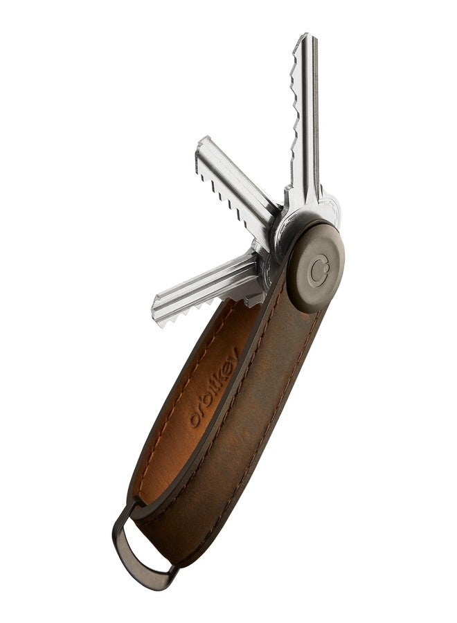 Orbitkey Crazy Horse Leather Key Organizer | Holds up to 7 Keys, Oak Brown - Image 1