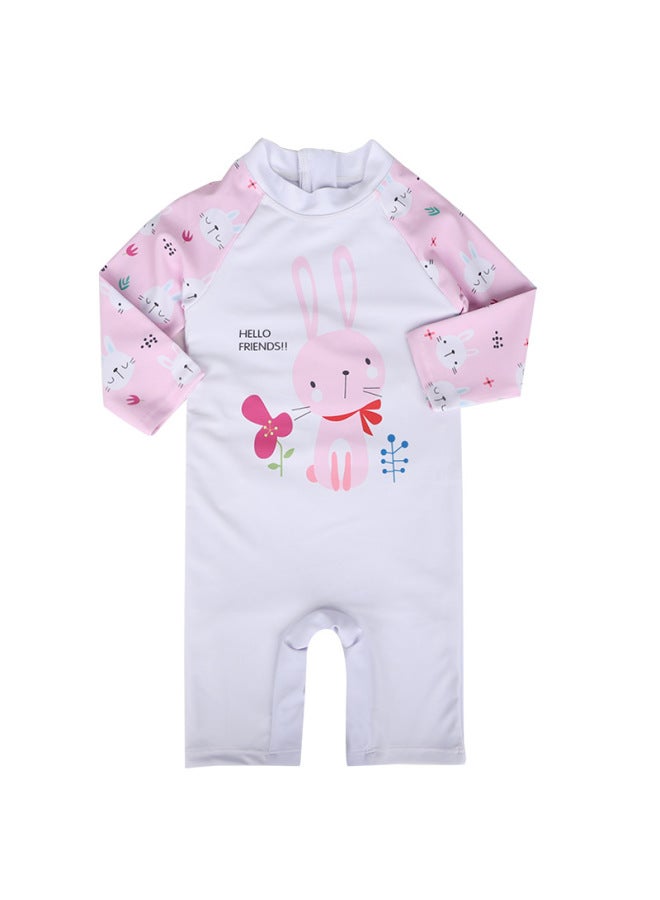 Loquat Children's Swimsuit 2024 Boys' And Girls' Baby One-piece Cute Sun Protection Kids' Baby Toddler Swimsuit-Color:348 Pink Rabbit- - Image 1