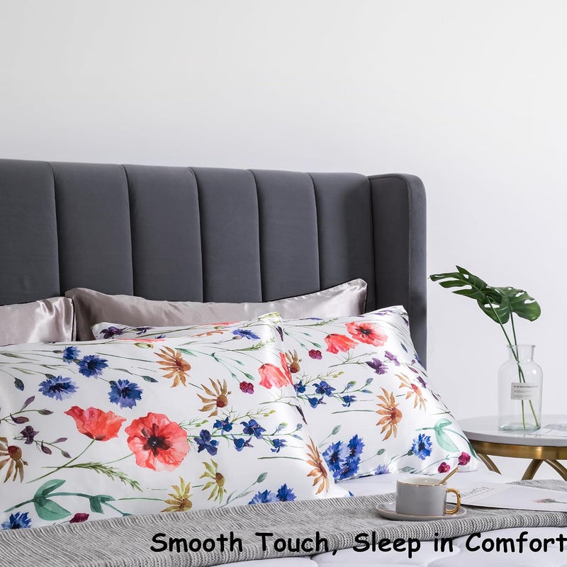 URLINENS غطاء وسادة من الساتان للشعر والبشرة، ناعم وبارد مشابه لأغطية الوسائد الحريرية عبوة من 2 مع إغلاق مغلف مقاس قياسي، هدايا للنساء (20×26 بوصة، زهري) - Image 4