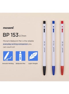 Monami Bp 153 Retractable Ballpoint Pen, Fine Point (0.7Mm), Black, 12-Count  - Image 2
