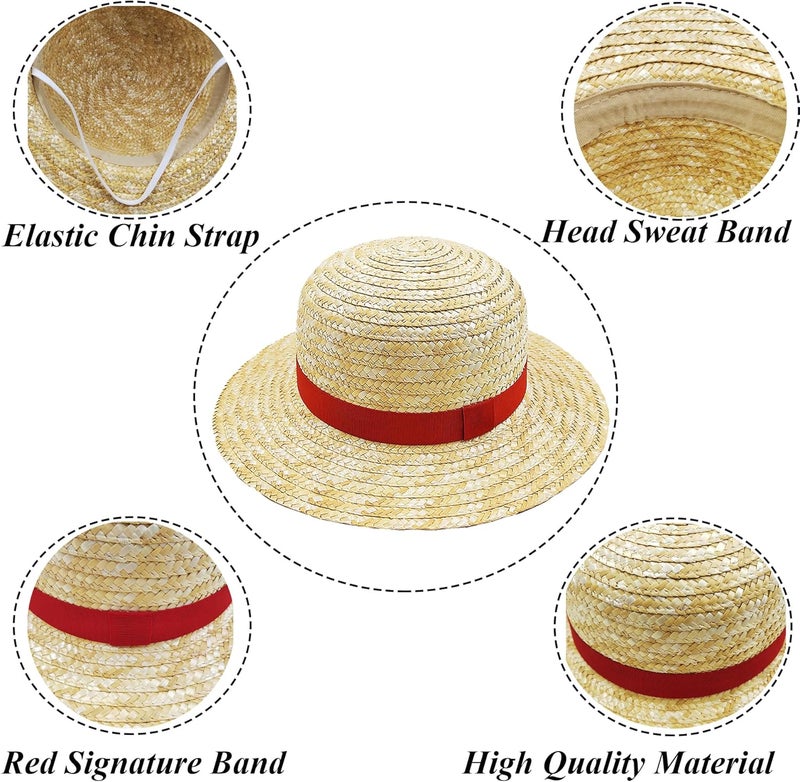 Memfish Store Straw Hat Halloween Party Yellow Strawhats with String Summer Beach Hats Performance Props for Youth Men Women - Image 2