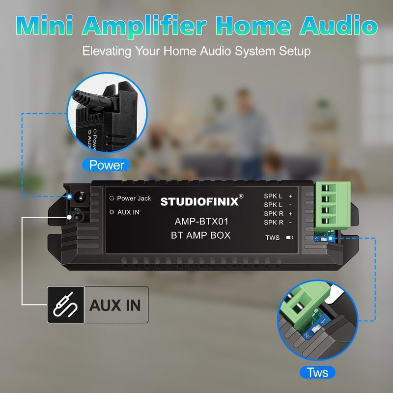 نظام STUDIOFINIX لمكبرات الصوت المحورية المقاومة للماء مقاس 3 بوصات مع تقنية البلوتوث، نظام مكبرات صوت بحرية خارجية مقاومة للعوامل الجوية، مجموعة نظام مكبرات صوت ستيريو للسيارات والشاحنات الصغيرة والجرارات والكرفانات والمنازل المتنقلة (أسود) - Image 5