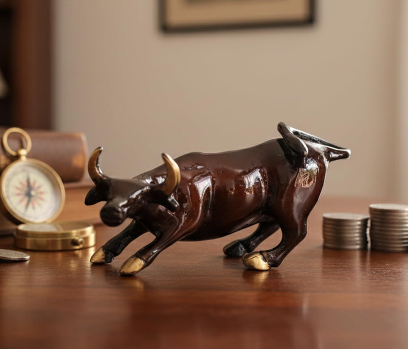 ESPLANADE Brass Charging Bull Wall Street Bowling Green Bull - 5 Inches - Image 1