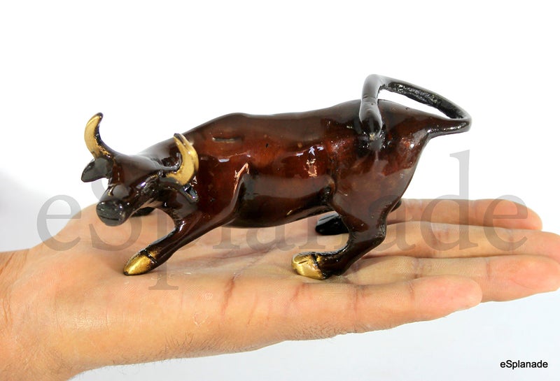 ESPLANADE Brass Charging Bull Wall Street Bowling Green Bull - 5 Inches - Image 4