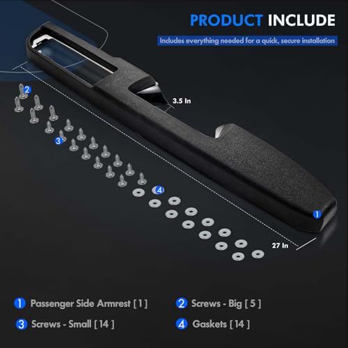 RHAOCZIYAUTO 80994 Front Right Passenger Side Armrest Repair Kit Fit for Chevy Silverado Suburban Tahoe Avalanche For GMC Sierra Yukon 2010-2014 Door Panel with Release Handle Above Armrest - Black - GM# 84127325 - Image 5