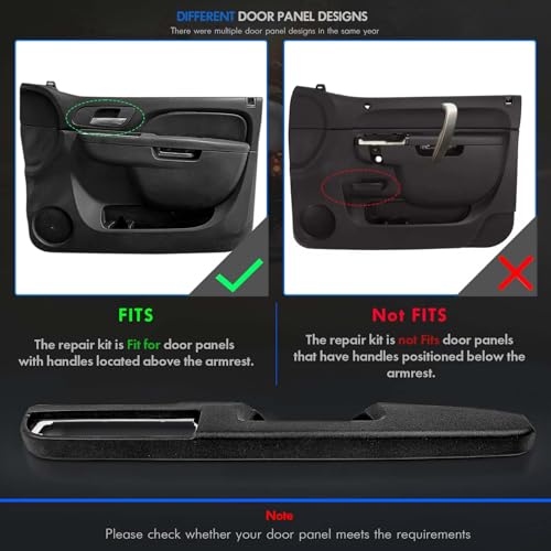 RHAOCZIYAUTO 80994 Front Right Passenger Side Armrest Repair Kit Fit for Chevy Silverado Suburban Tahoe Avalanche For GMC Sierra Yukon 2010-2014 Door Panel with Release Handle Above Armrest - Black - GM# 84127325 - Image 3