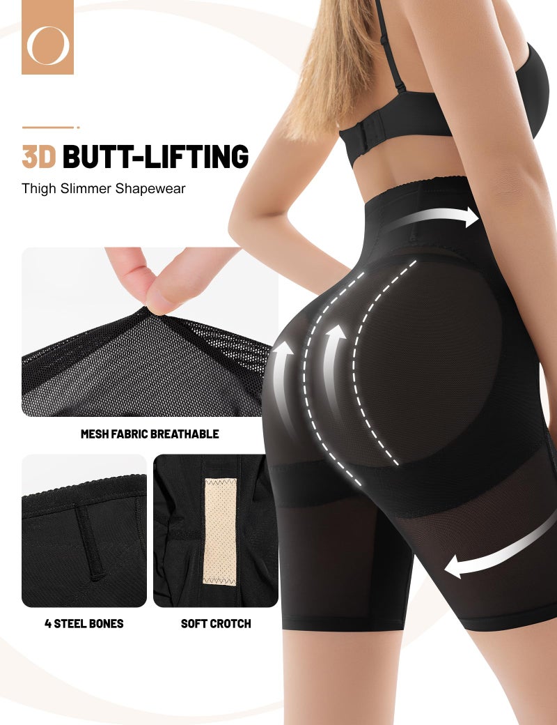 Ousmile Shapewear for Women Tummy Control, Butt Lifting High Waisted Body Shaper Shorts Under Dresses Thigh Slimme Black - Image 3
