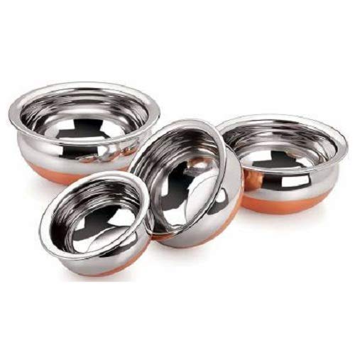K Vajir Stainless Steel Copper Bottom Kitchen Serving Cooking Bowl Handi Set 5Pieces Biryani Handi - Image 4