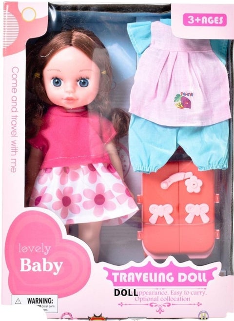 Cute Travel Doll With Suitcase & Accessories For Kids Girls