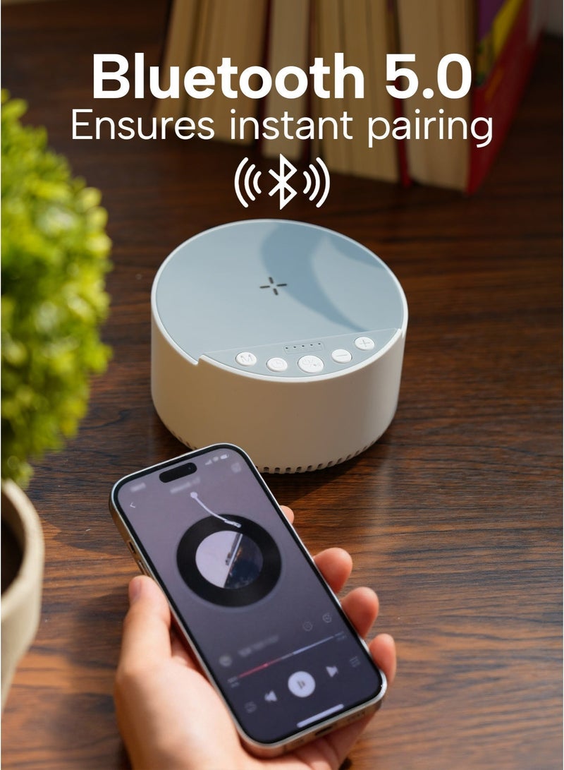 White Noise Machine with Wireless Charger & Bluetooth Speaker, Sleep Sound Machine with 6 Soothing Sounds, Night Light, 3 Timer Modes for Baby, Adults, Home, Office & Travel - Image 3