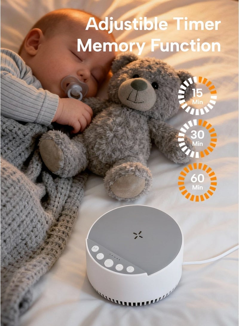 White Noise Machine with Wireless Charger & Bluetooth Speaker, Sleep Sound Machine with 6 Soothing Sounds, Night Light, 3 Timer Modes for Baby, Adults, Home, Office & Travel - Image 4