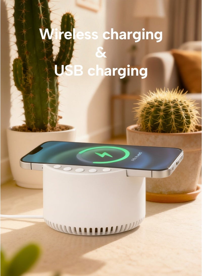 White Noise Machine with Wireless Charger & Bluetooth Speaker, Sleep Sound Machine with 6 Soothing Sounds, Night Light, 3 Timer Modes for Baby, Adults, Home, Office & Travel - Image 5