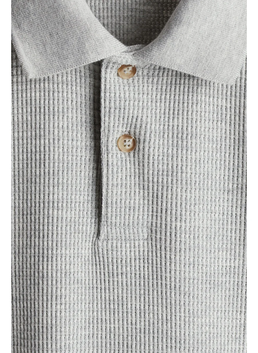 H&M Waffled Jersey Polo Shirt