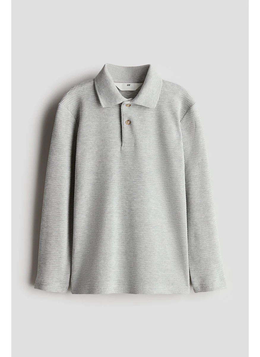 H&M Waffled Jersey Polo Shirt