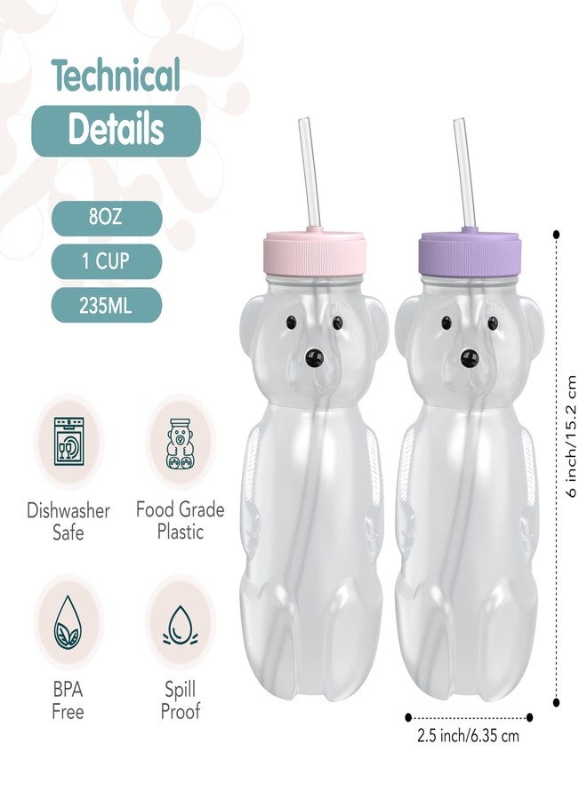 The 730 Project Honey Bear Straw Cup for Babies, Honey Bear Cups with Travel Lid, 2-Pack Therapy Learning HoneyBear Straw Sippy Cup for Toddlers, Cherry Blossom & Unicorn, 8 oz - Image 4