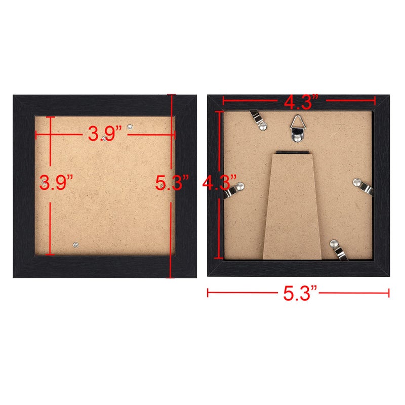 TOFOREVO Picture Frames 4x4 Set of 2 Black Wood Grain Photo Frame for Gallery Wall Mounting or Tabletop Display - Image 2