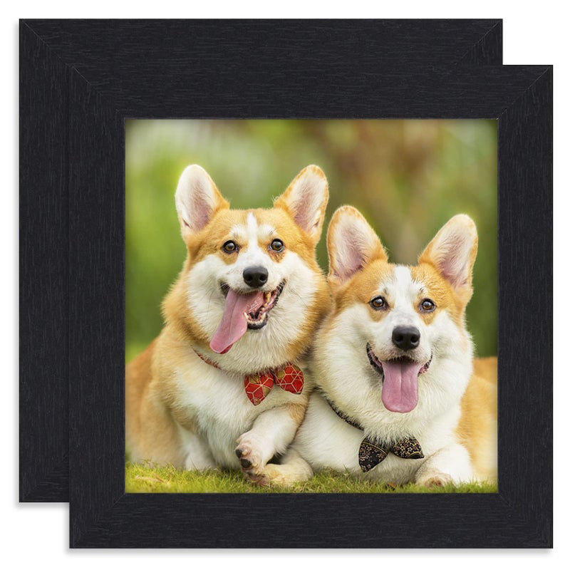 TOFOREVO Picture Frames 4x4 Set of 2 Black Wood Grain Photo Frame for Gallery Wall Mounting or Tabletop Display - Image 1