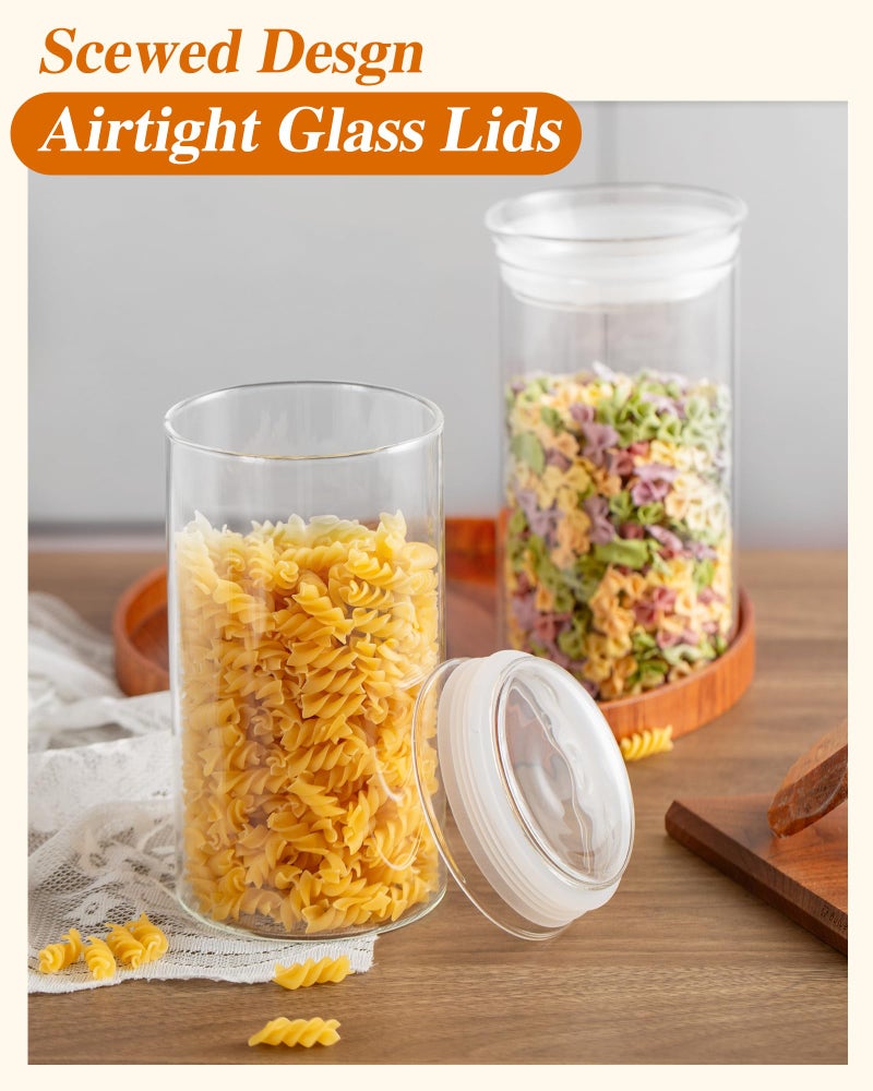 ZENS Modern Glass Food Storage Jars Set of 2  50oz Clear Glass Canisters with Airtight Lids  Large Container for Kitchen Pantry Pasta  Sugar  Flour  Coffee  Pasta  Tea - Image 4