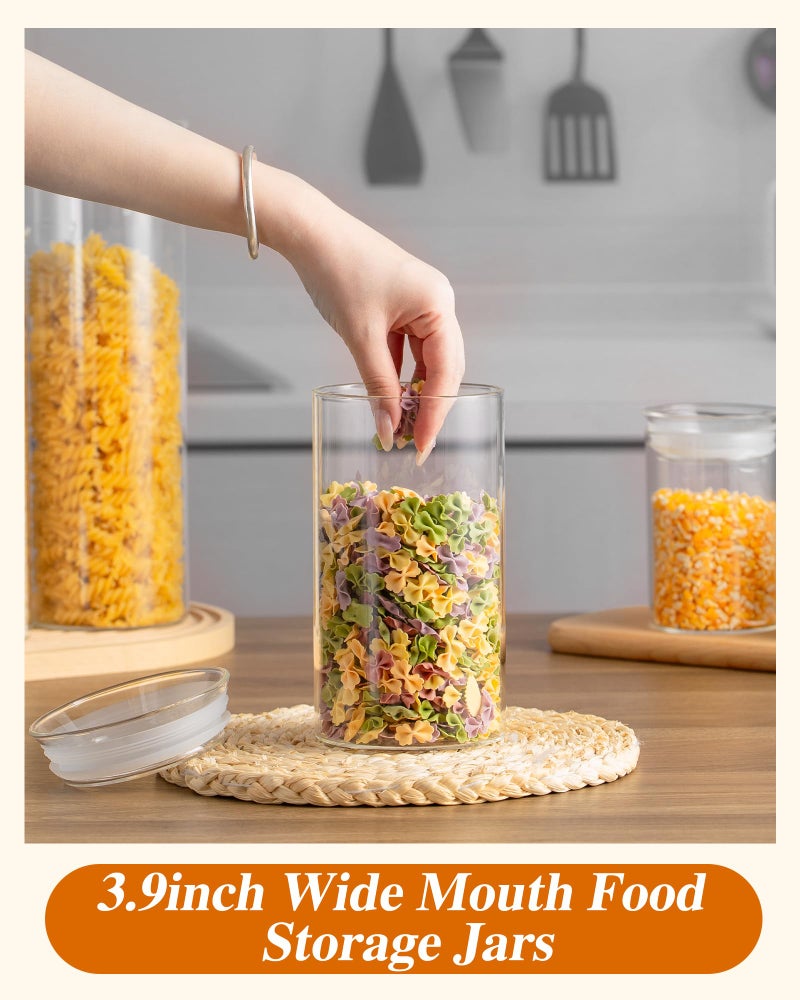 ZENS Modern Glass Food Storage Jars Set of 2  50oz Clear Glass Canisters with Airtight Lids  Large Container for Kitchen Pantry Pasta  Sugar  Flour  Coffee  Pasta  Tea - Image 3