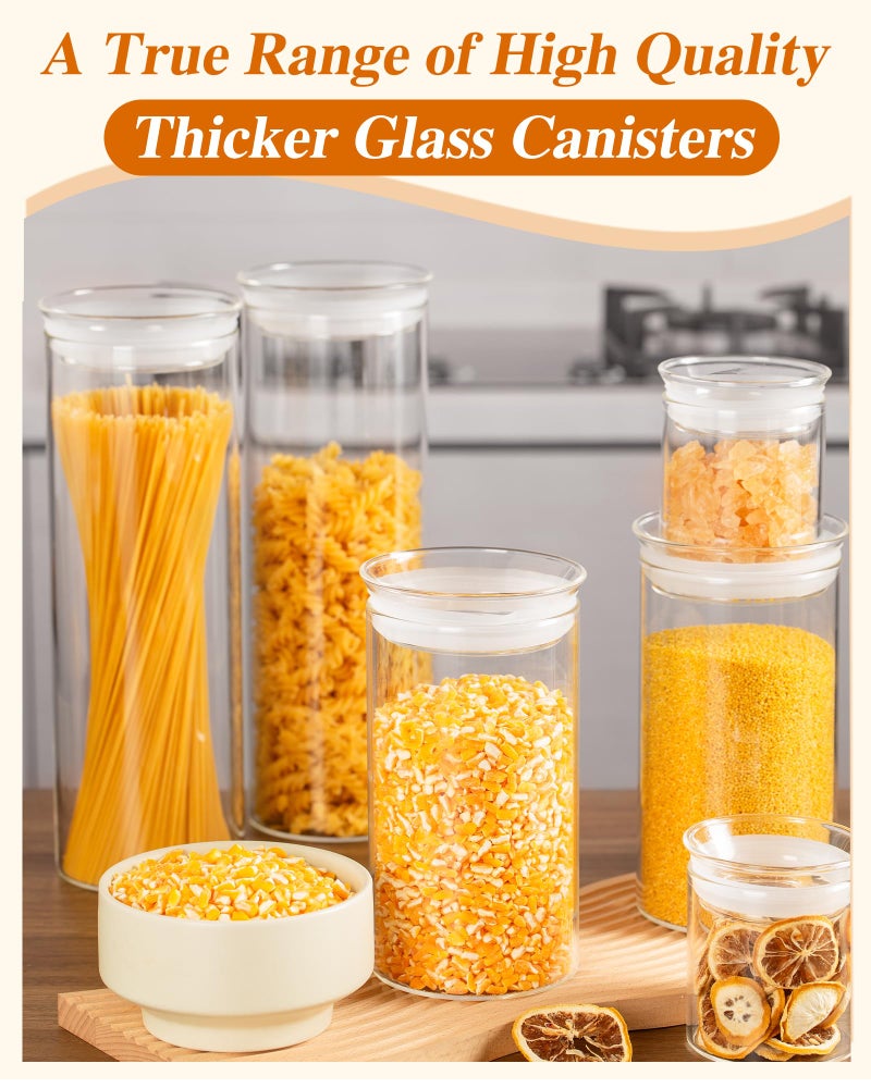 ZENS Modern Glass Food Storage Jars Set of 2  50oz Clear Glass Canisters with Airtight Lids  Large Container for Kitchen Pantry Pasta  Sugar  Flour  Coffee  Pasta  Tea - Image 5