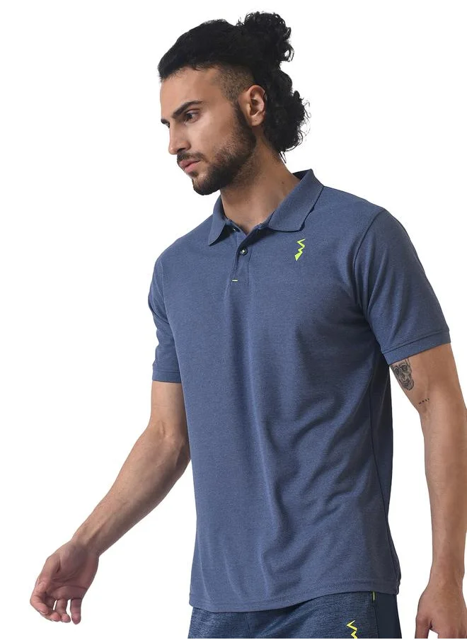 Campus Sutra Basic Logo Detail Activewear Polo T-Shirt by Styli