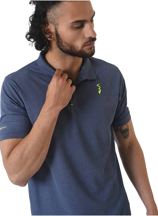 Campus Sutra Basic Logo Detail Activewear Polo T-Shirt by Styli