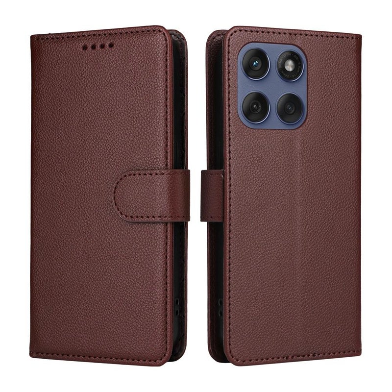 إيروريكس جراب هاتف موتورولا إيدج 60 فيوجن / إيدج 5 جي 2025 من الجلد الصناعي بنقشة الليتشي مع خاصية حجب RFID، مزود بثلاث بطاقات (بني) - Image 2