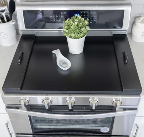 Noodle Board Stove Covers with Handles Durable Extra Thick Laminate Wood Handmade Cookware Counter Space Top Covers for Electric Stoves Sink Farmhouse Rustic Decorative Tray for Kitchen