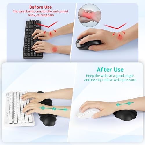 Sushret Cloud Wrist Rest Keyboard, Cloud Keyboard Wrist Pad Set with PU Leather Memory Foam, Cute Arm Rest for Palm Support, PC/Gaming Desk Accessories/Office Setup/Computer Hand Cushion - Black - Image 3