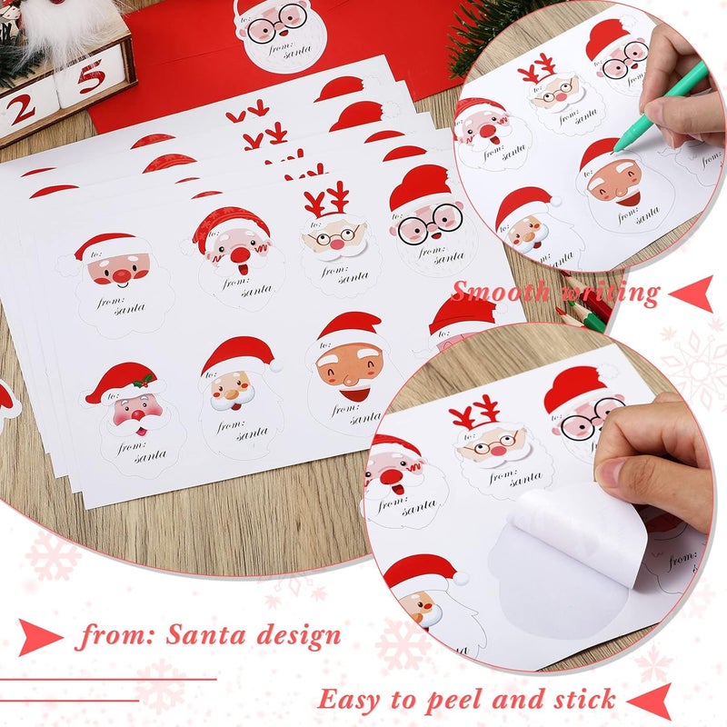كلاراكو 30 ورقة 240 قطعة من ملصقات سانتا تاغ لهدايا عيد الميلاد، ملصقات اسم ذاتية اللصق، ملصق سانتا تاغ لطيف لعيد الميلاد، تغليف هدايا العطلات، هدايا الحفلات () - Image 2