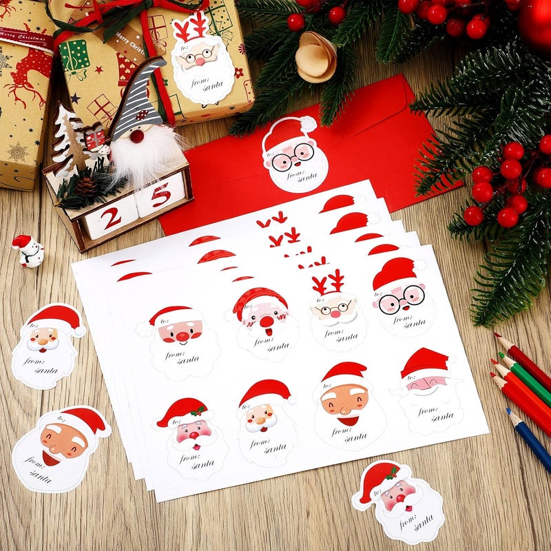 كلاراكو 30 ورقة 240 قطعة من ملصقات سانتا تاغ لهدايا عيد الميلاد، ملصقات اسم ذاتية اللصق، ملصق سانتا تاغ لطيف لعيد الميلاد، تغليف هدايا العطلات، هدايا الحفلات () - Image 4