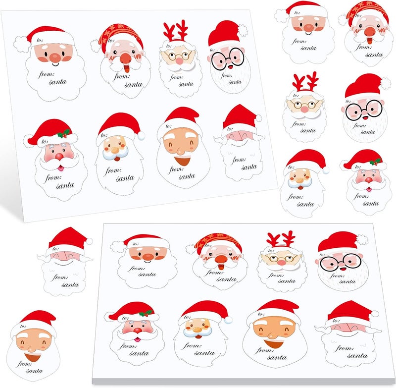 كلاراكو 30 ورقة 240 قطعة من ملصقات سانتا تاغ لهدايا عيد الميلاد، ملصقات اسم ذاتية اللصق، ملصق سانتا تاغ لطيف لعيد الميلاد، تغليف هدايا العطلات، هدايا الحفلات () - Image 1