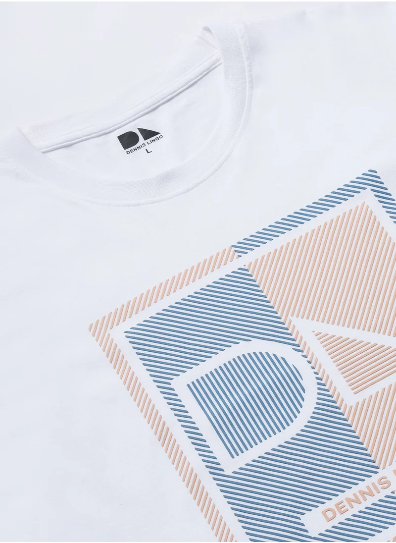 Dennis Lingo Men's White Regular Fit Cotton T-shirt