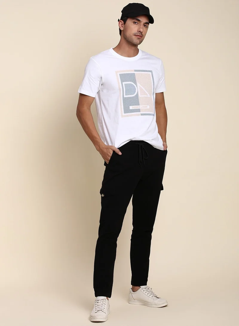 Dennis Lingo Men's White Regular Fit Cotton T-shirt