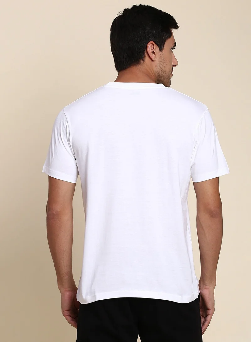 Dennis Lingo Men's White Regular Fit Cotton T-shirt