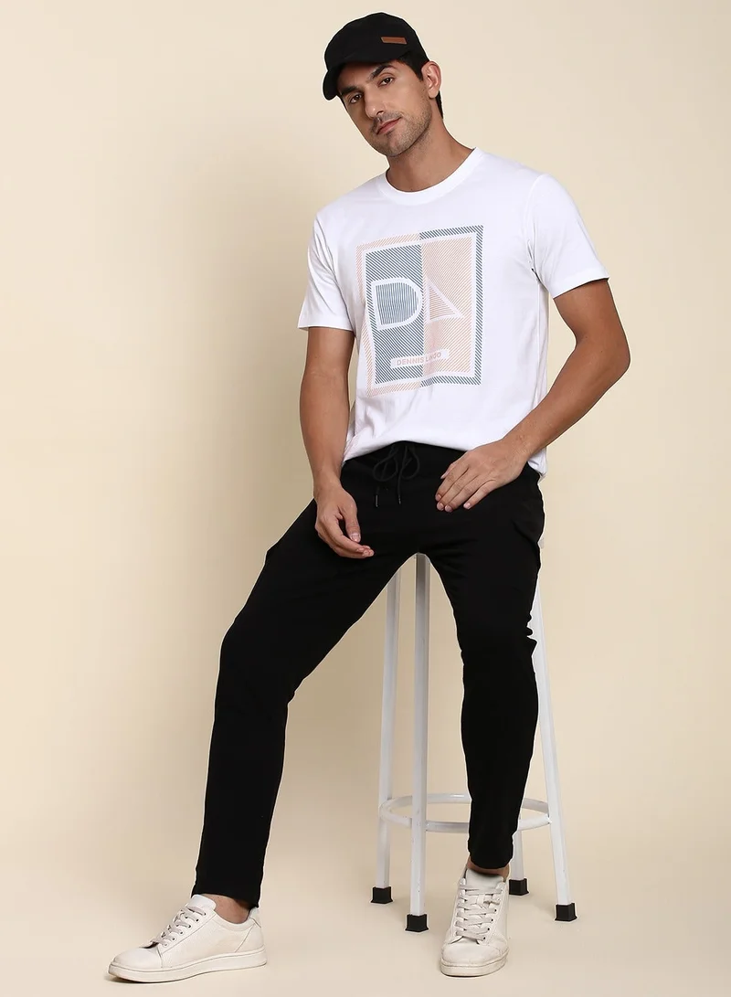 Dennis Lingo Men's White Regular Fit Cotton T-shirt