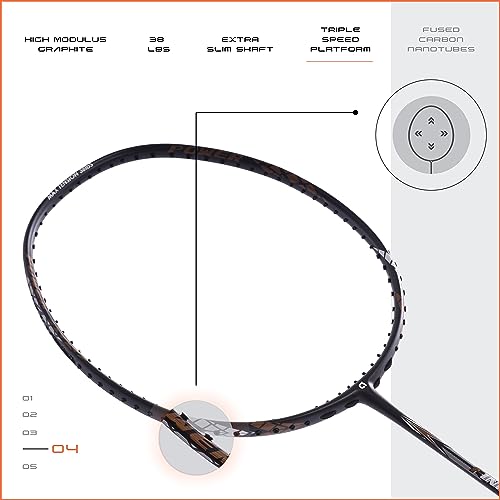 Apacs Finapi 232 (Unstrung, 38 LBS Max Tension) Made in Vietnam | 100% Japanese Graphite | High Modulus | High Power Badminton Racket with Free Full Cover | G1-4 1/4 inches (Navy) - Image 2