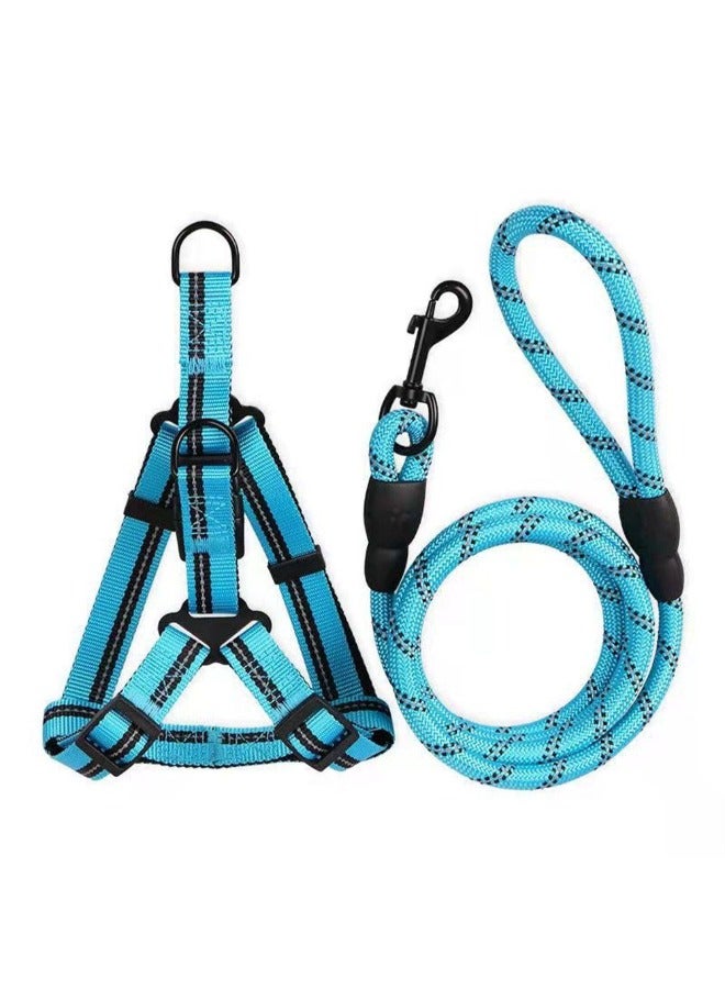 Petsary Dog Harness Set with Nylon Leash Dog Leash Travel Vest Dog Walking Leash Dog Harness Pet Handle Leash Dog Pulling Rope Dog Walking Dog Leash Set Belt Wiring Harness Vest Blue Leash - Image 2