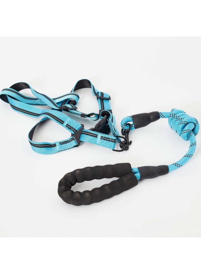 Petsary Dog Harness Set with Nylon Leash Dog Leash Travel Vest Dog Walking Leash Dog Harness Pet Handle Leash Dog Pulling Rope Dog Walking Dog Leash Set Belt Wiring Harness Vest Blue Leash - Image 4
