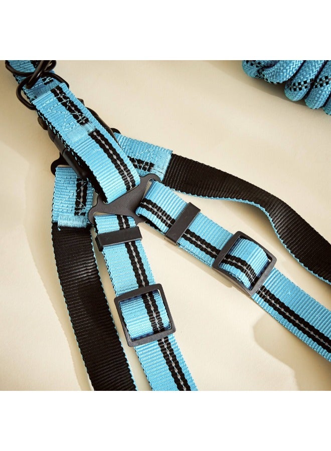 Petsary Dog Harness Set with Nylon Leash Dog Leash Travel Vest Dog Walking Leash Dog Harness Pet Handle Leash Dog Pulling Rope Dog Walking Dog Leash Set Belt Wiring Harness Vest Blue Leash - Image 5